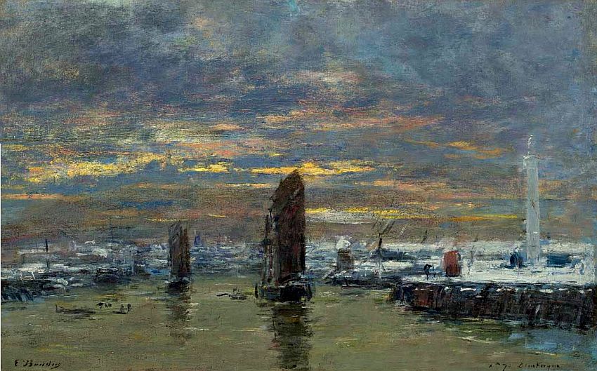 Dunkerque, lever de soleil en hiver par Eug&egrave;ne Boudin