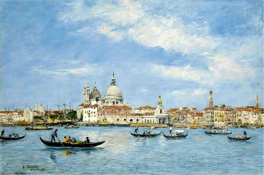 Venise, entr&eacute;e du Grand canal, la Salute et la Douane par Eug&egrave;ne Boudin
