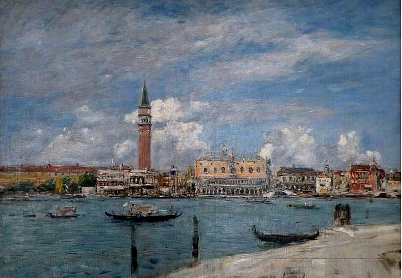 Venise, la Piazetta vue du Gand Canal par Eug&egrave;ne Boudin