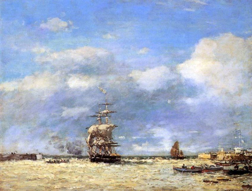 L'enr&eacute;e du port du Havre  par Eug&egrave;ne Boudin