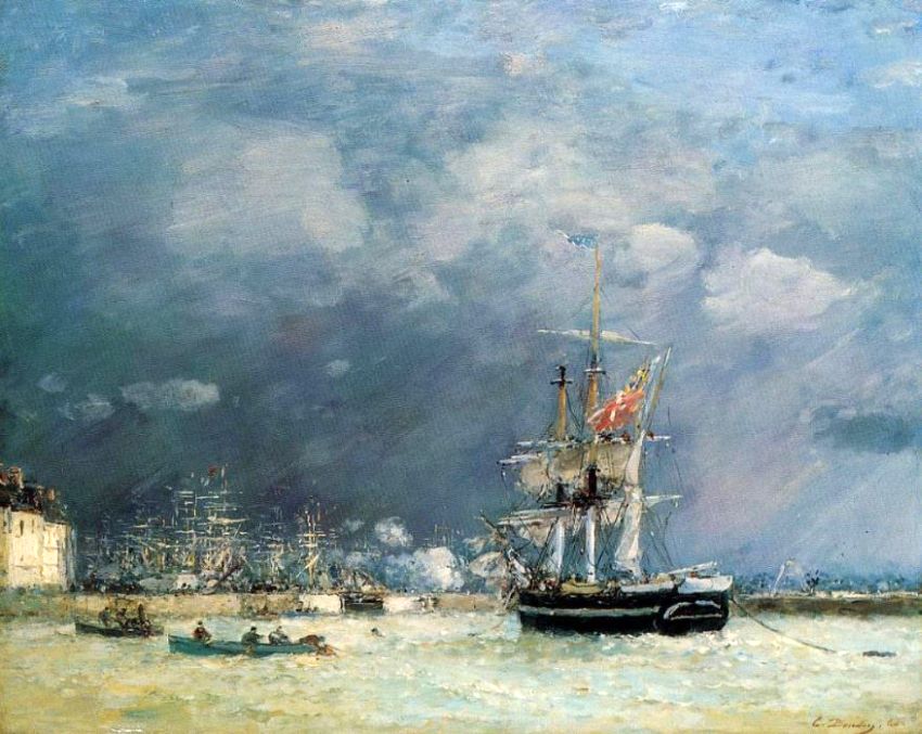 Le soir au  Havre  par Eug&egrave;ne Boudin