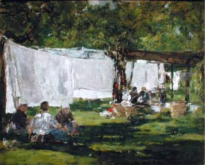 lessive &agrave; la  ferme St-Sim&eacute;on  par Eug&egrave;ne Boudin