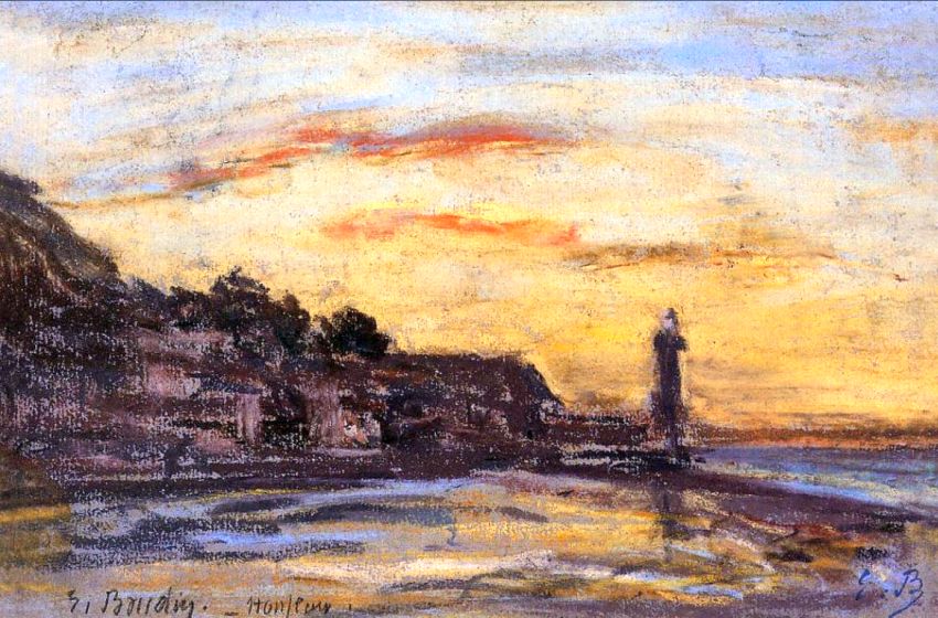Le phare de Honfleur  par Eug&egrave;ne Boudin