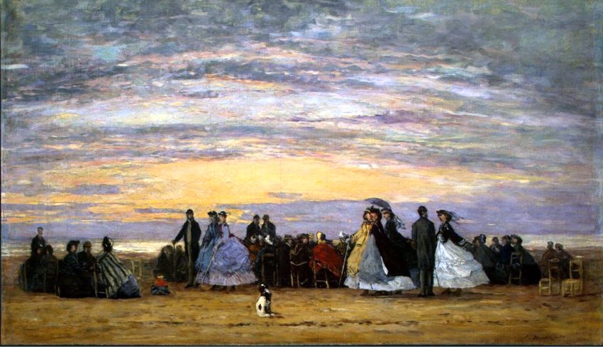 Sur la plage de Villerville  par Eug&egrave;ne Boudin