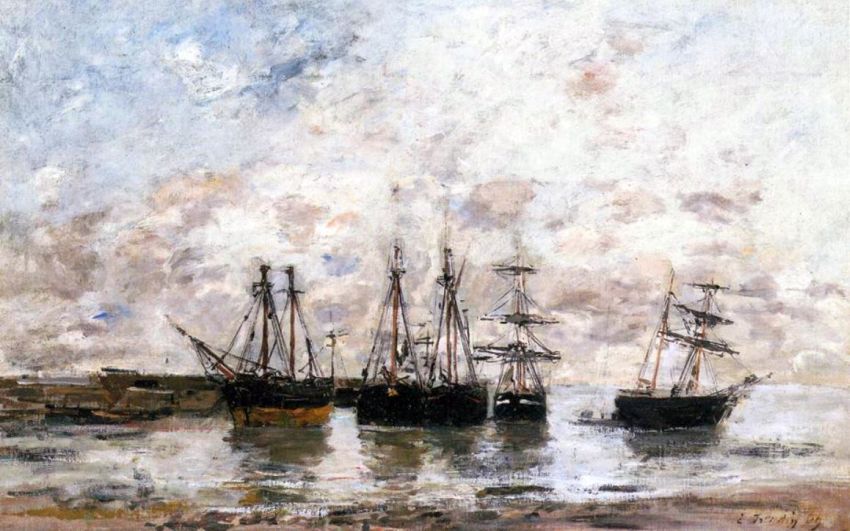 Bateaux &agrave; Portrieux  par Eug&egrave;ne Boudin