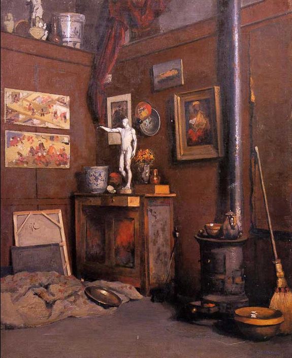 Int&eacute;rieur d'atelier au po&egrave;le Caillebotte &agrave; yerres par Gustave Caillebotte