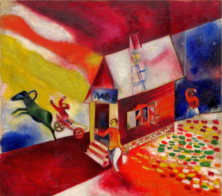 La cal&egrave;che volante par Marc Chagall