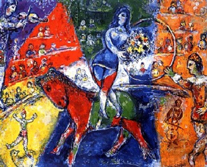 Le cirque rouge et bleu  par Marc Chagall