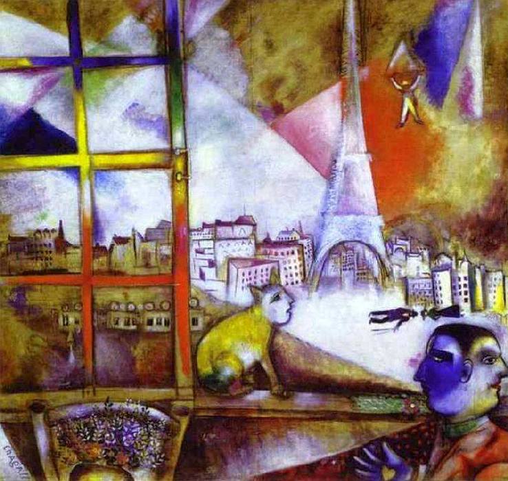 Paris &agrave;  travers la fen&ecirc;tre   par Marc Chagall