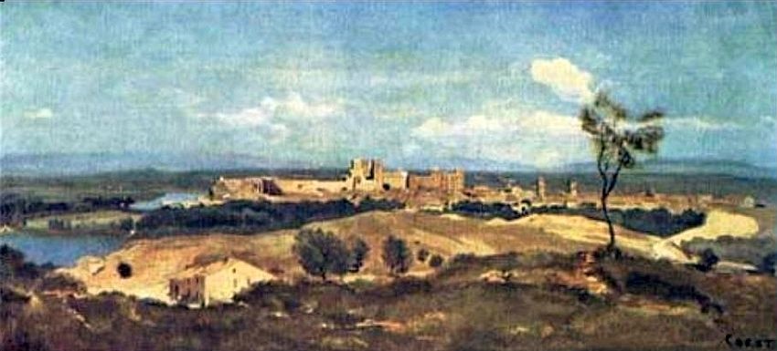 Avignon,  vue prise de Villeneuve  par Camille Corot