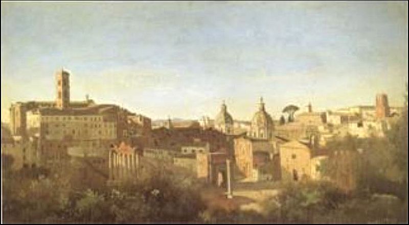Le forum de Rome vu depuis les jardins Farn&egrave;se  par Camille Corot