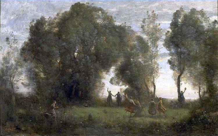 Une matin&eacute;e, la danse des  nymphes par CAmille Corot
