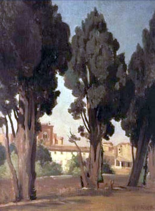 Villeneuve-les-Avignons, terrasse  du  jardin de l'hospice  par Camille Corot