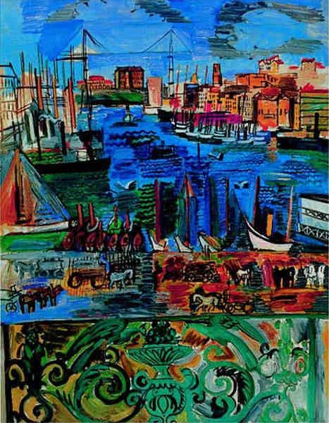 Vue sur le port de Marseille  par Roul Dufy