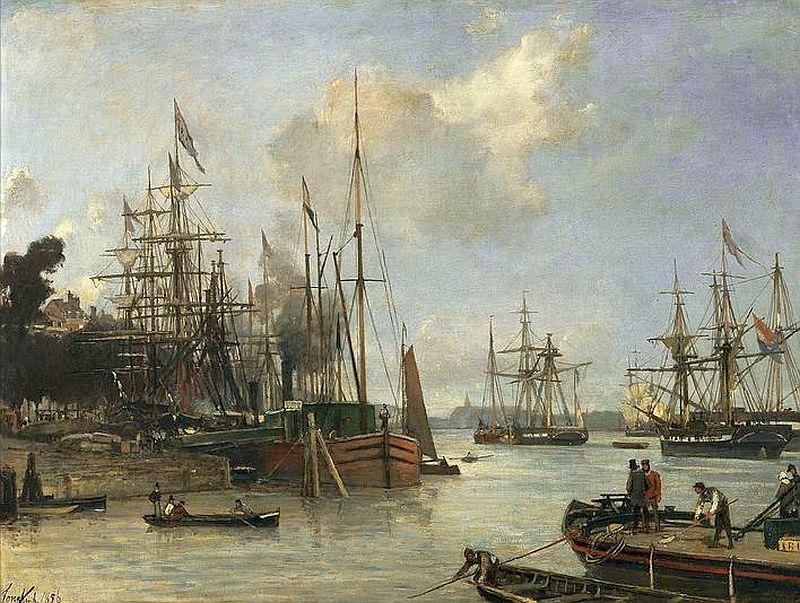 Vue du port de Rotterdam  par Jongkind