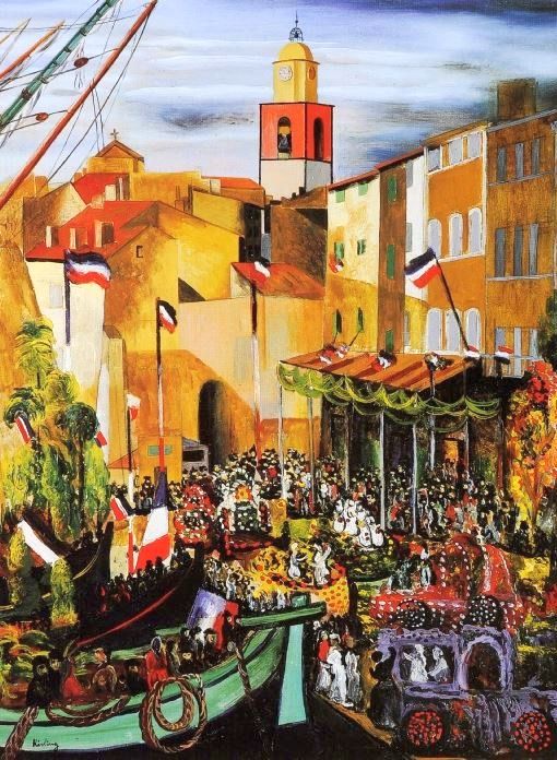 F&ecirc;te des fleurs &agrave; St-Tropez par Moise Kisling 