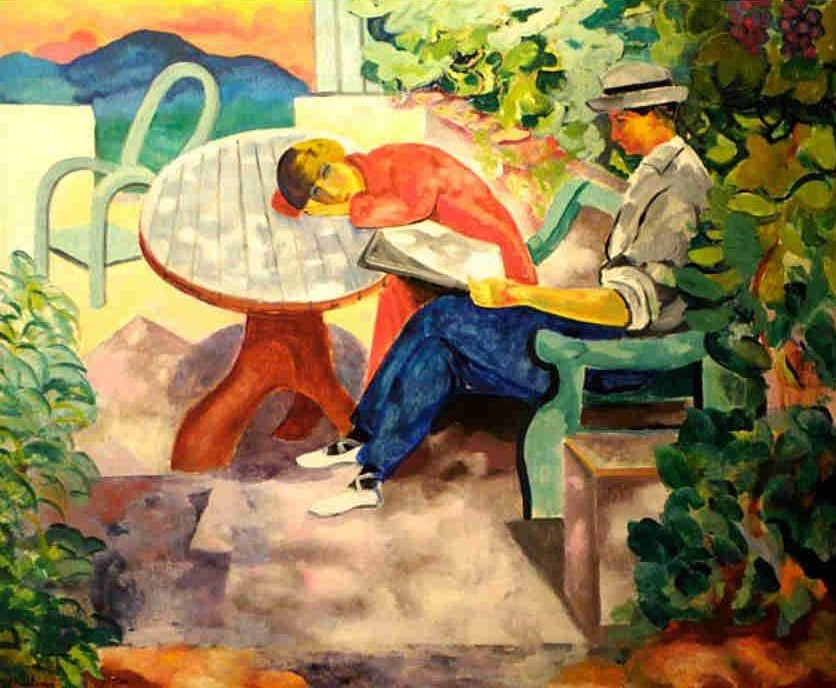 la sieste a St-Tropez, kisling avec ren&eacute;e par Moise Kisling