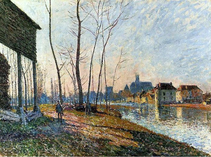 Moret-sur-Loing un matin de f&eacute;vrier par Albert Lebourg
