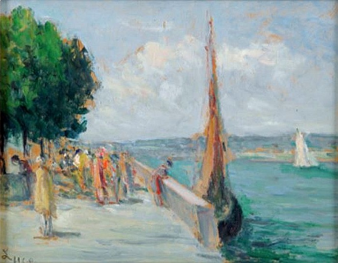Honfleur, promenade sur le quai par Maximilien Luce