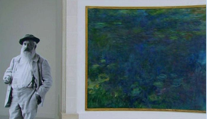 Claude Monet  devant les  nymph&eacute;as a l'Orangerie