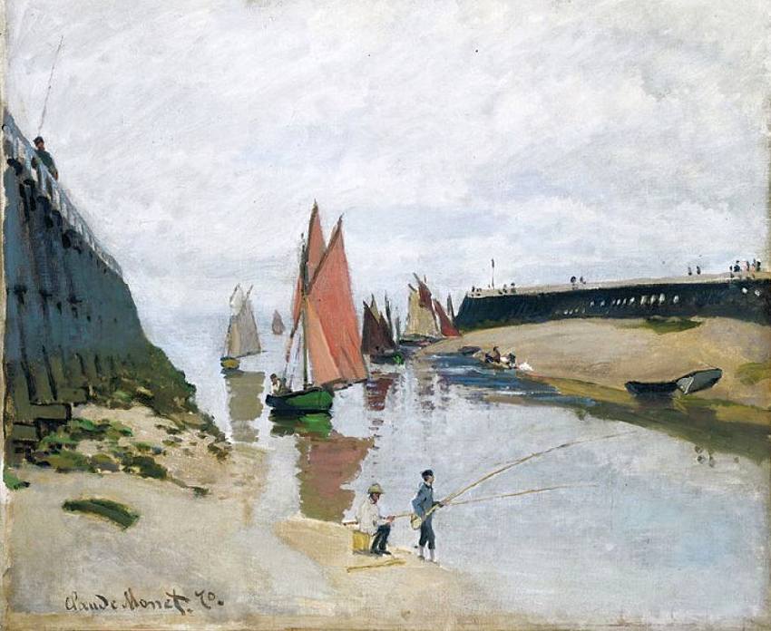 Entr&eacute;e du port de Trouville r par Claude Monet 