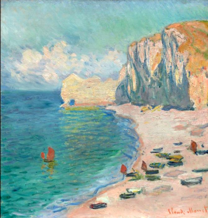 La plage d'Etretat et la falais d'Amont par Claude Monet