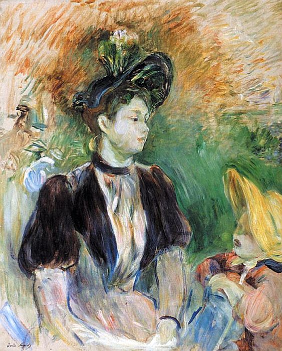 Jeune femme et enfant  par Berthe Morisot
