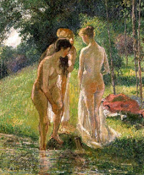 Baigneuses, &eacute;tude par Camille Pissaro