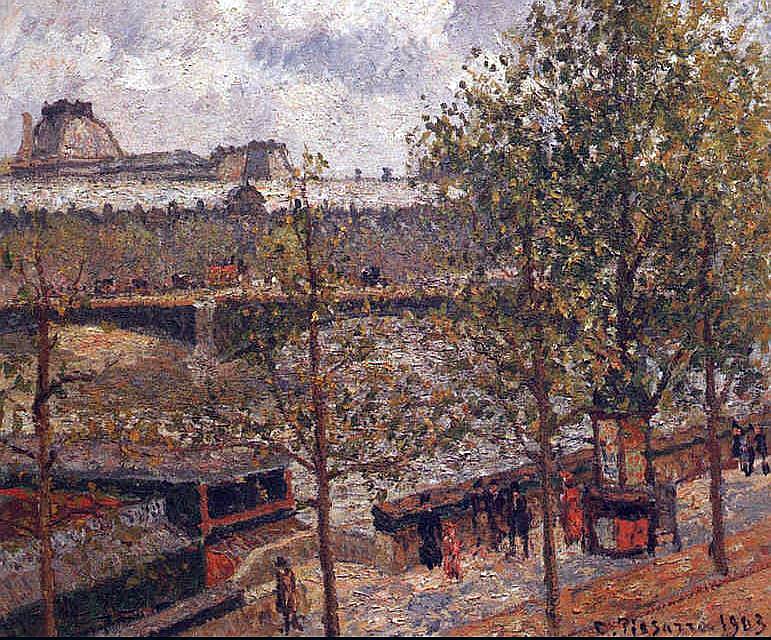 Le Louvre matin de soleil par Claude Pissaro