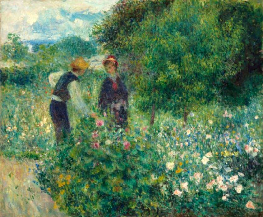 Personnages cueillant des fleurs  par Pierre Auguste  Renoir 