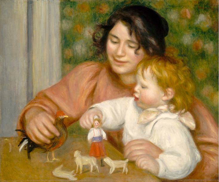 Enfant aux jouets - Gabrielle et le fils de l'artiste  par Pierre Auguste  Renoir 