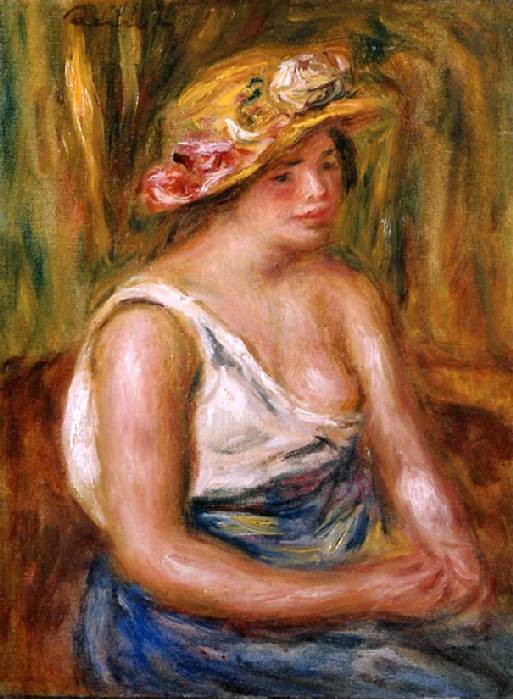 La femme au chapeau de paille par Pierre Auguste Renoir
