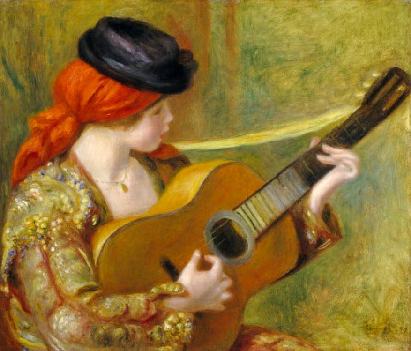 jeune femme espagnole avec guitare  par Pierre Auguste  Renoir 