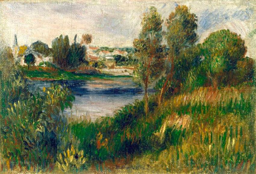 Paysage &agrave; V&eacute;theuil par Pierre Auguste  Renoir 