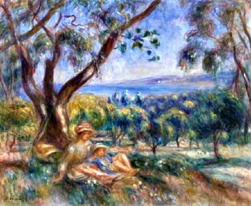 paysage pr&egrave;s de Cagnes avec personnages par Pierre Auguste Renoir