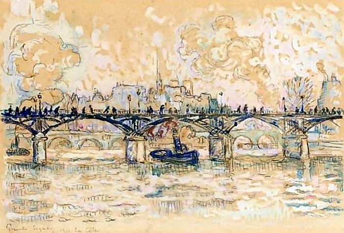La passerelle des Arts et l'&icirc;le de la Cit&eacute;  par Paul Signac