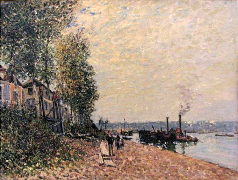 Remorqueur sur le Loing par Alfred Sisley