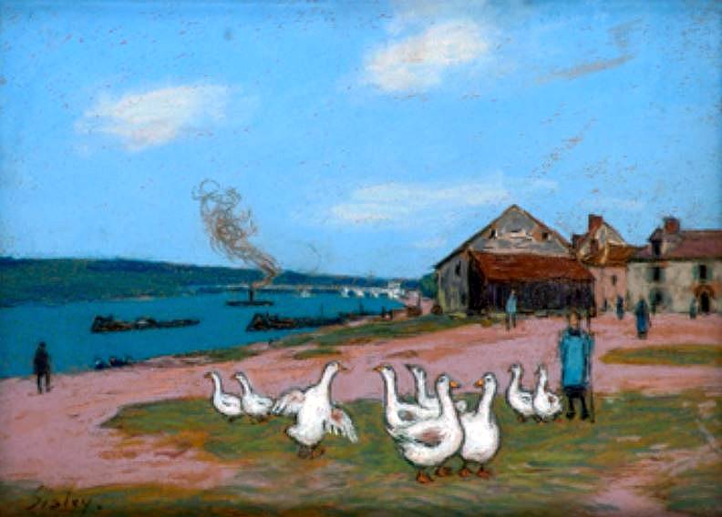 oies &agrave; St-Mammet par Alfred Sisley