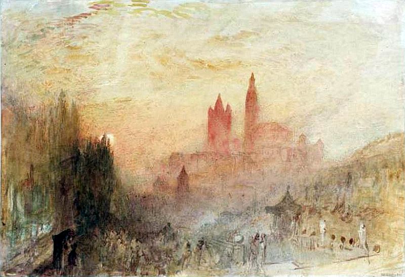 Lausanne at sunset by <font size="3"><b><font face="Arial, Helvetica, sans-serif">Turner Venice shipping in the bacino with the entrance to 