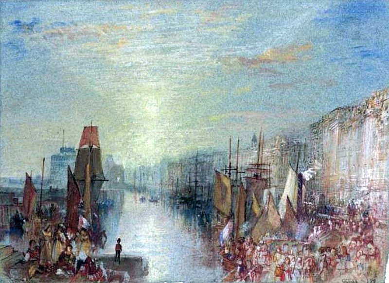 Le Havre, sunset in  the port  by William Turner