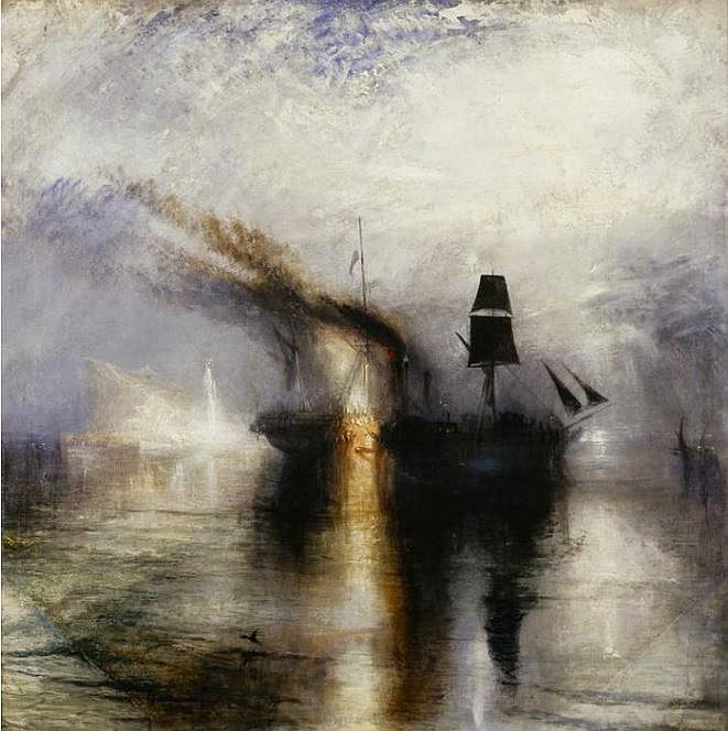 Peace - burial at sea   by <font size="3"><b><font face="Arial, Helvetica, sans-serif">Turner Venice shipping in the bacino with the entrance to 