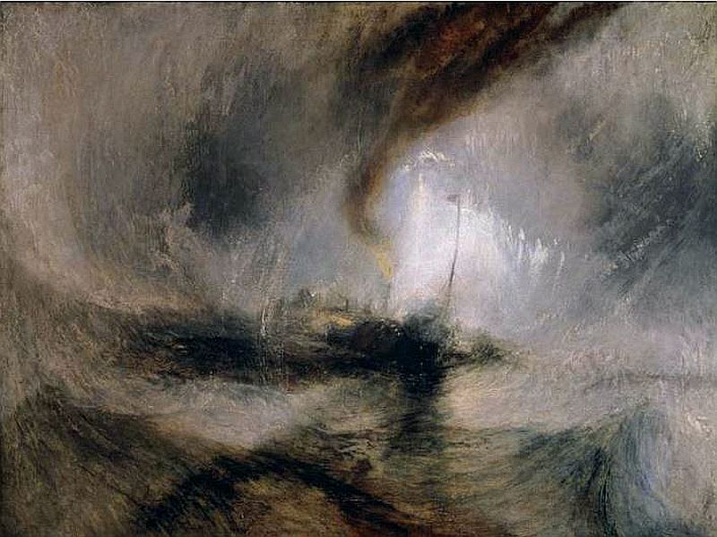 Snow storm - steam boat off a harbor's mouth by <font size="3"><b><font face="Arial, Helvetica, sans-serif">Turner Venice shipping in the bacino with the entrance to 
